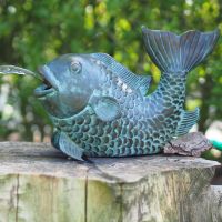 Bronzefigur Fisch als Wasserspeier, groß