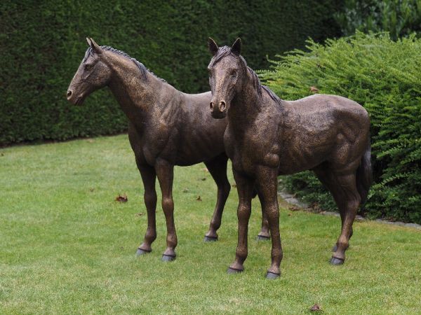 Bronzefigur Pferdepaar