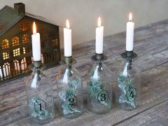 Vier Adventsflaschen mit Kerzenhalter, 4er Set