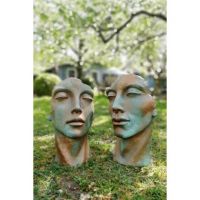 Gartenfigur Gesicht "MANN" und "FRAU" mit Kupfereffekt im Set, klein - Original von Vidroflor