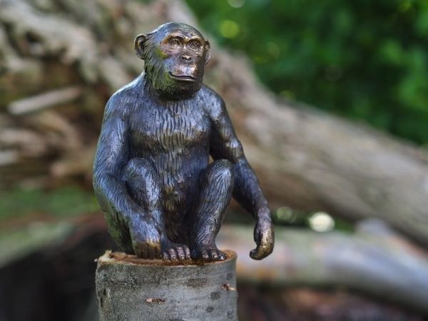Bronzefigur sitzender Affe klein