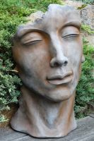 Gartenfigur Gesicht "MANN", Steinguss, Rosteffekt, klein - Original von Vidroflor