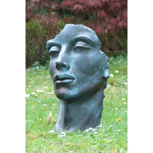 Gartenfigur Gesicht "MANN" im Bronze Stil, klein - Original von Vidroflor