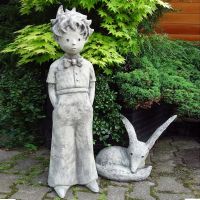 Gartenfigur "Der kleine Prinz" mit Fuchs im Set - Original von Vidroflor