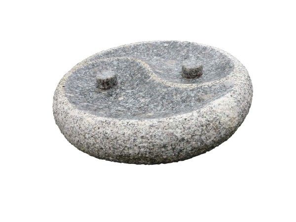 Granitvogeltränke Yin Yang, grau von Naturstein Geukes