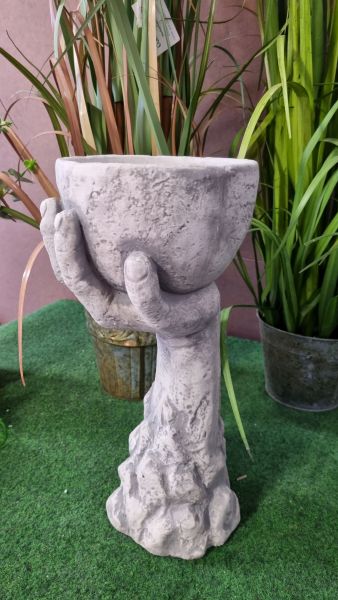 Pflanzgefäß,Vase, Skulptur "Der Kelch", verschiedene Größen, antik grau