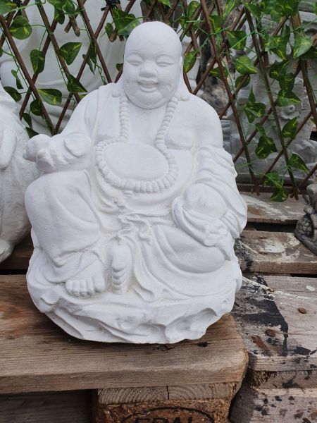 Gartenfigur Buddha "Hoeti" klein, weiß