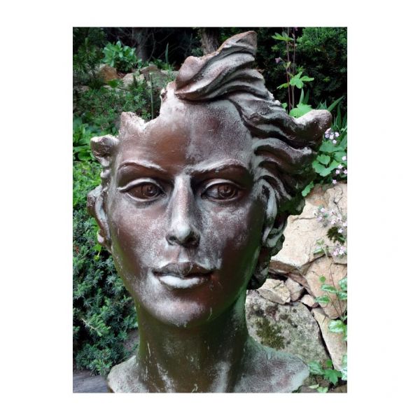 Gartenfigur Gesicht "FRAU", im Bronzestil, Medium - Original von Vidroflor