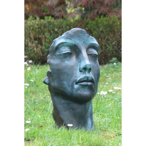 Gartenfigur Gesicht "FRAU" im Bronze Stil, klein - Original von Vidroflor