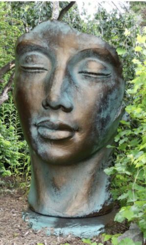 Gartenfigur Gesicht "Frau", Bronze Effekt, inkl. Platte zur Montage - Original von Vidroflor
