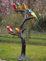 Bronzefigur Baum mit Gefärbten Papageien