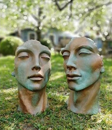 Vidroflor Gartenfiguren Gesichter Man und Frau