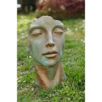 Gartenfigur Gesicht "FRAU", Steinguss, Kupfereffekt, klein - Original von Vidroflor
