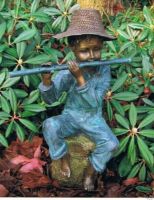 Bronzefigur Junge mit Querflöte