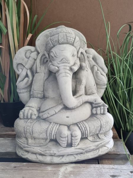 Gartenfigur "Ganesha", antik grau