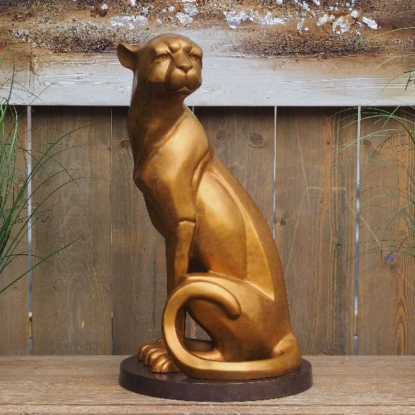 Bronzefigur Jaguar sitzend